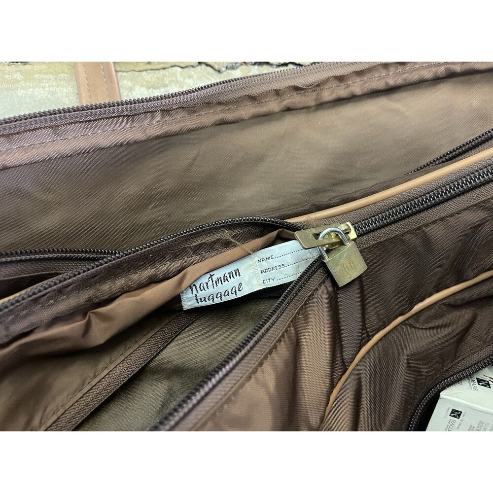 Vintage Hartmann Luggage Brown Tan Softside Garment Travel Suitcase Bag Lock